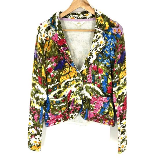 HWR Anthropologie Cardigan Sweater Size Medium Blazer Knit Floral Artsy Bloom - Picture 1 of 8